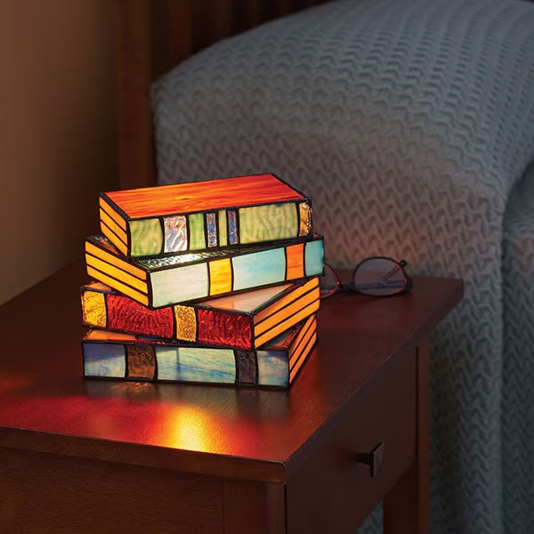 Colored Glass Folding Book Lamp Resin Crafts Table Lamp