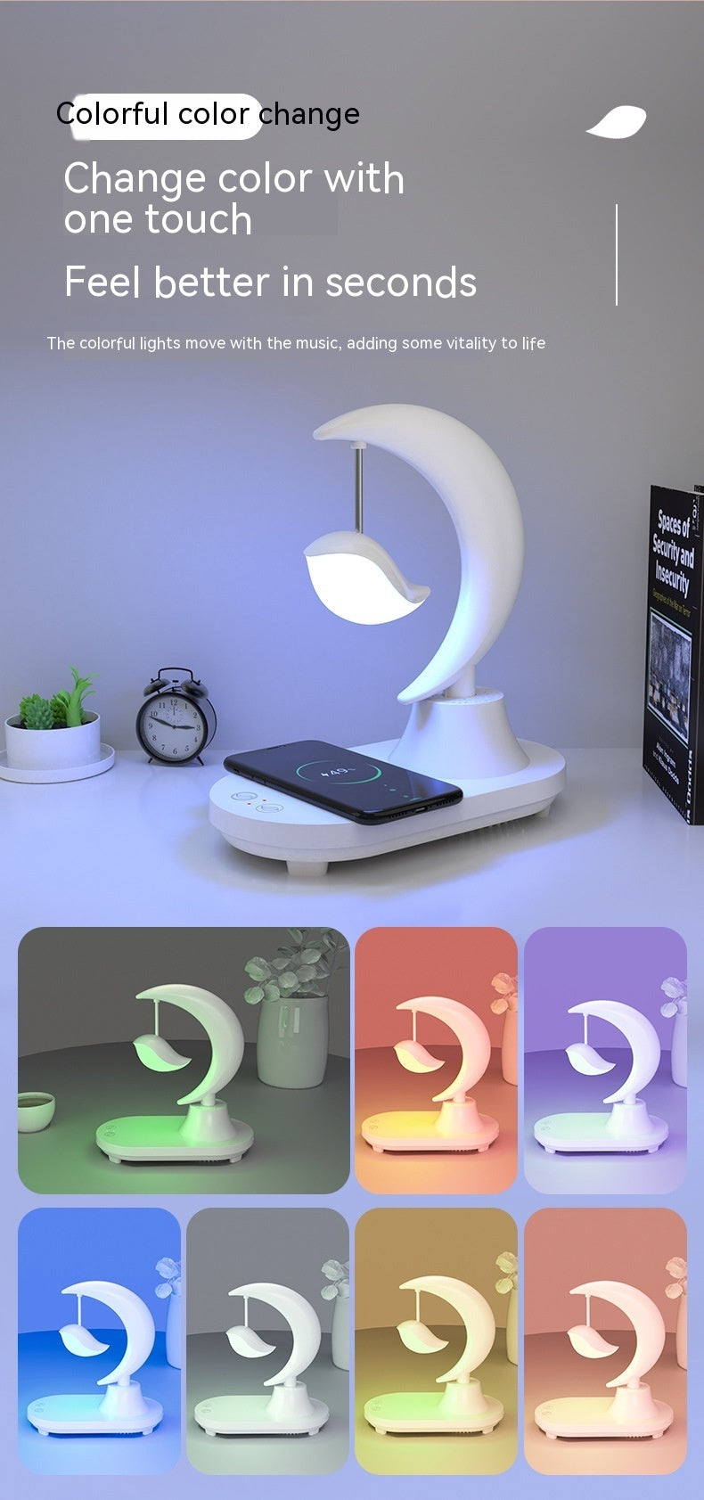 Bedside Seven-color Atmosphere Small Night Lamp Wireless Charging