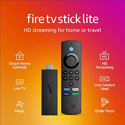 Amazon Fire TV Stick Lite, free and live TV, Alexa Voice Remote Lite, smart home controls, HD streaming